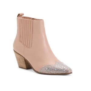 NEW Matisse Leather Blake Western Bootie Natural Tan Women’s 7.5 Rhinestones